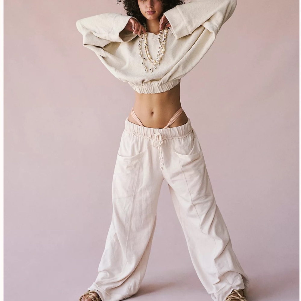 Free People Off-White Wide Leg Pants